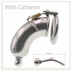 Stainless Steel Male Chastity Lock CB Penis Lock Cage Cylinder Full Wrap with Catheter Alternative Bondage Wear Sex Toys for Gay