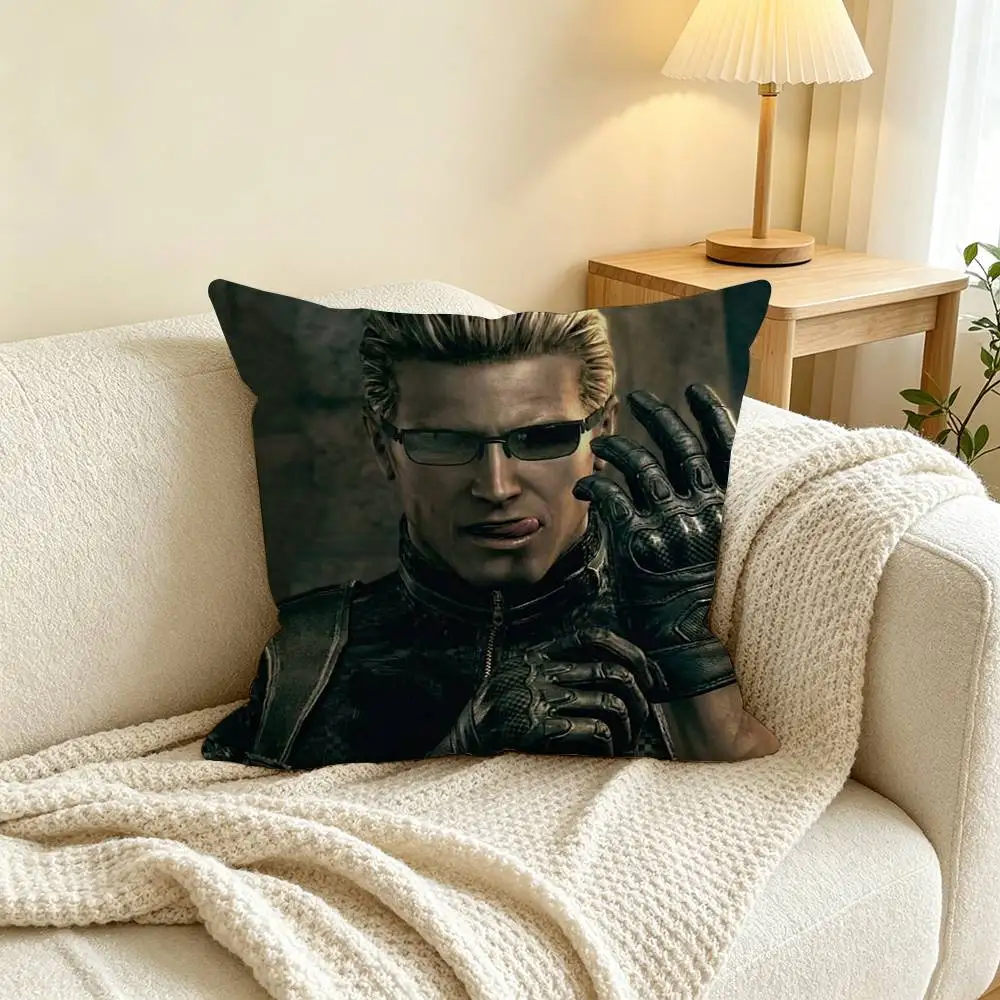 A-Albert W-Wesker  Square Double-Sided printed Pillow Case Bedroom Bedside Pillow Sofa Cushion Cover