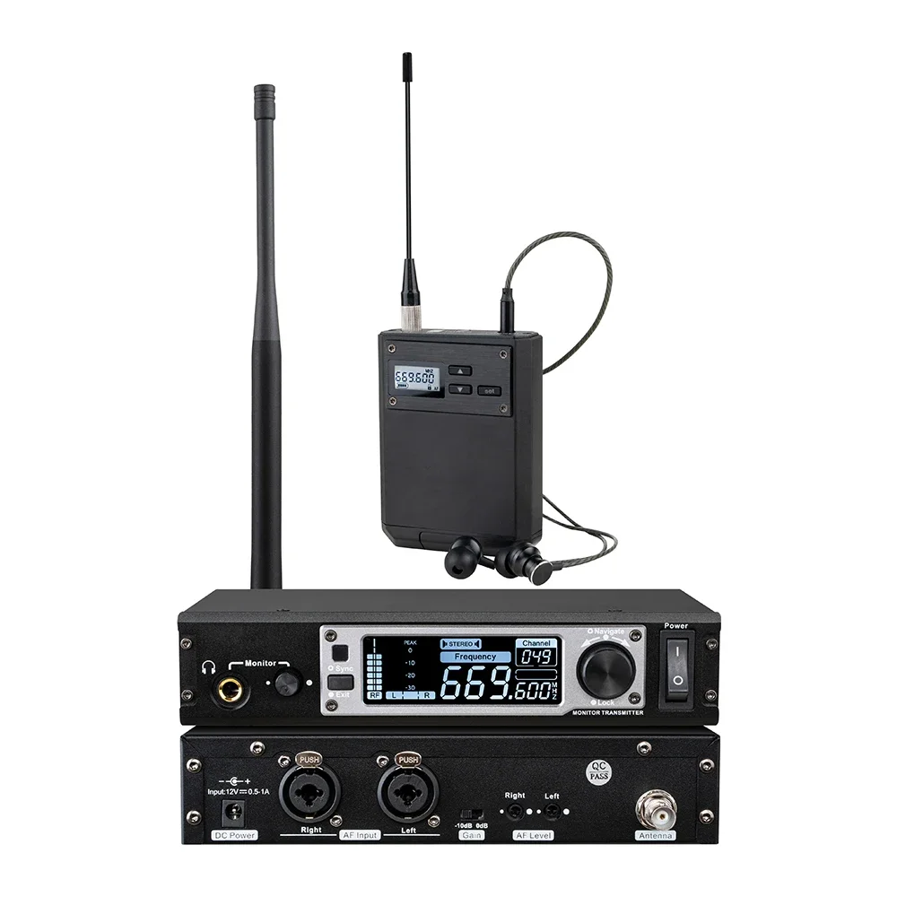 UHF Stereo Frequencies 80m Transmitter Distance Metal Bodypack Wireless in-Ear  System For Stage Church Studio Musicians