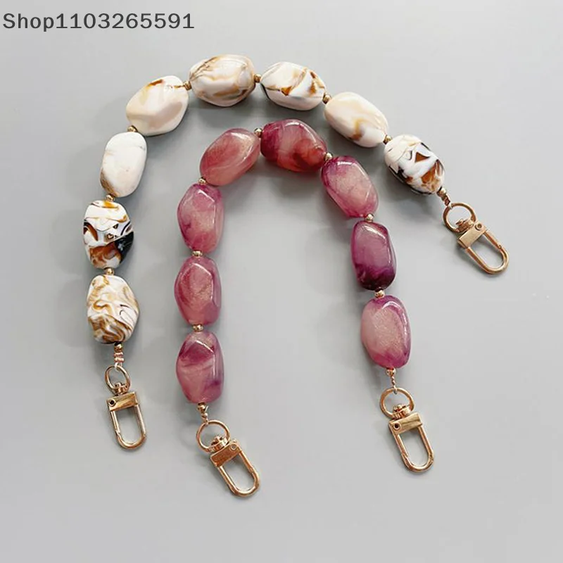 Colorful Resin Handle Bead Straps – Replaceable Colored Stone Bag Strap For DIY Handbag Accessories, Wristlet, Purse, Or Belt