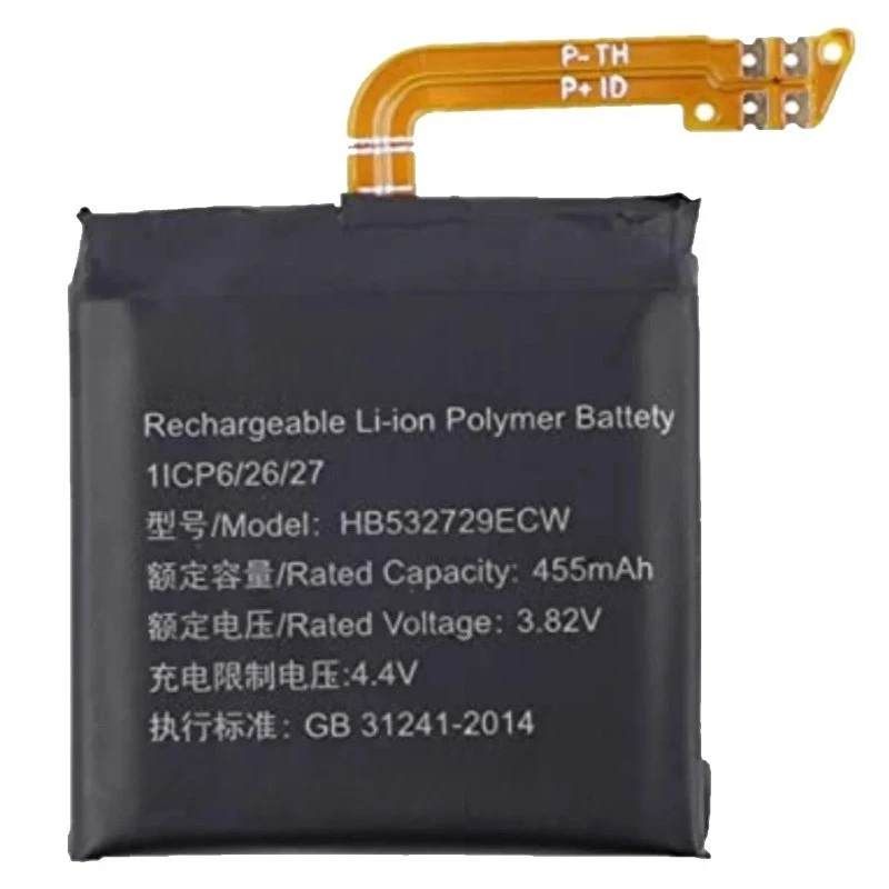 HB532729ECW 455mAh 3.82V for Huawei Watch GT2 46MM JPT-B19 JPT-B29 Newly Upgraded High-Capacity Replacement Watch Battery
