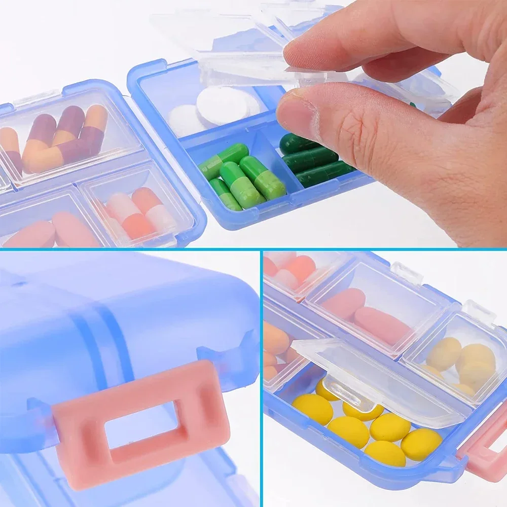 10Grids Travel Pill Organizer Box Portable Folding Small Pill Case Daily Pill Container Pill Box Dispenser Plastic Container Box