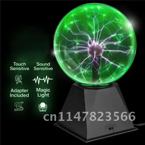 Magic Plasma Ball com Controle de Voz para Crianças, Luz Noturna LED, Lâmpada de Toque, Presente de Natal, Iluminação Decor, Novidade, 6 ", 8"