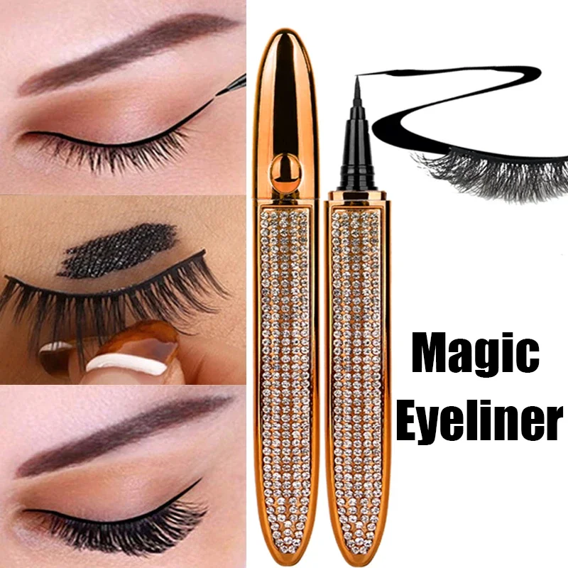 Magia samoprzylepne magia Eyeliner ołówek bez kleju magnetyczne wodoodporne Anti-smudge szybkie suszenie rzęsy przyklejanie Eyeliner Pen