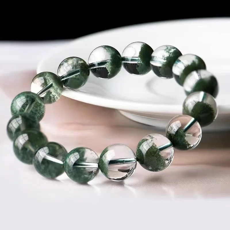 Natural Ghost Crystals Bracelet Men Women Healing Gemstone Fine Jewelry Genuine Green Ghost Crystal Bracelets Bangle Ladies Gift