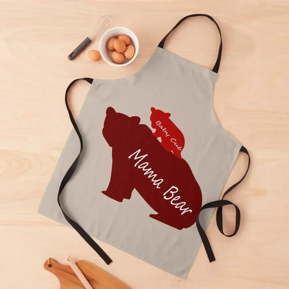 

Mama Bear With Baby Cub Catching aRide on Mama's Back Apron waiter kitchen gadgets Kitchenware Useful Things For Kitchen Apron