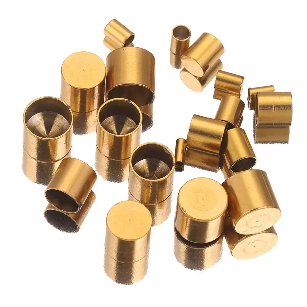 10pcs chiusura con cordino in pelle in acciaio inossidabile tappi terminali con punta a crimpare in oro per connettori per bracciali per collana