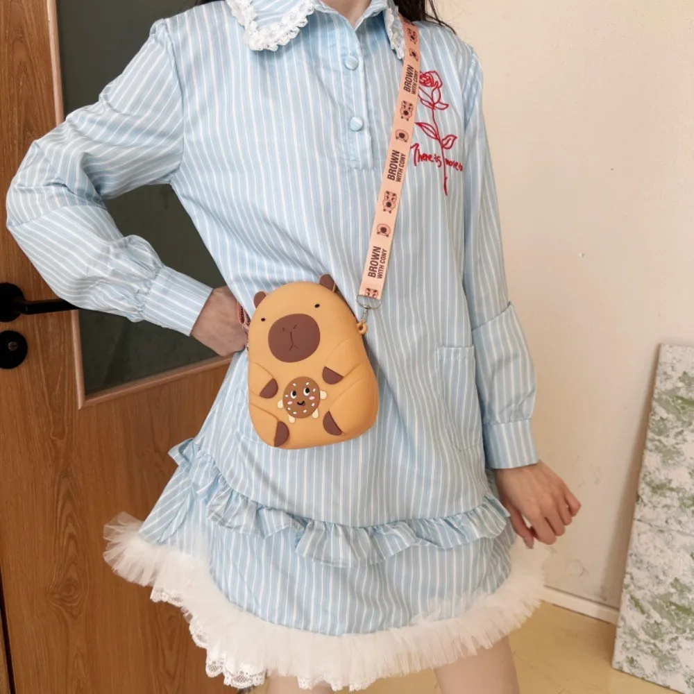 

Модный мультяшный кошелек с капибарой, портативный милый силиконовый кошелек на плечо, мини-сумка для мелких предметов, подарок