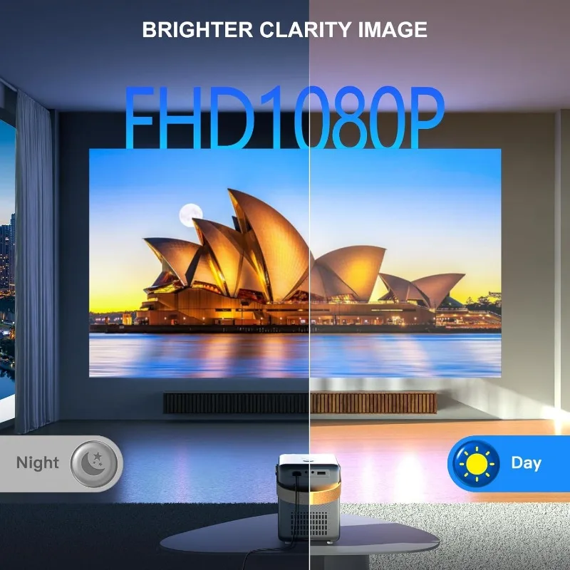 Mini Projetor com 5GWiFi e Bluetooth, Projetor Externo WIMIUS 1080P, Projetor de Filme Portátil, Tela de 300"