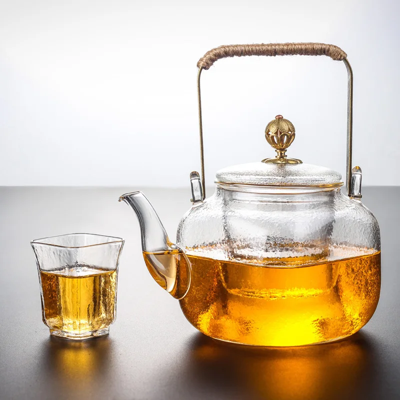 

Square Fine Grain Pot Earth Grain Grain High Borosilicate Glass Pot Beam Pot Square Boiling TeaPot Glass Jug for Tea Gaiwan Set