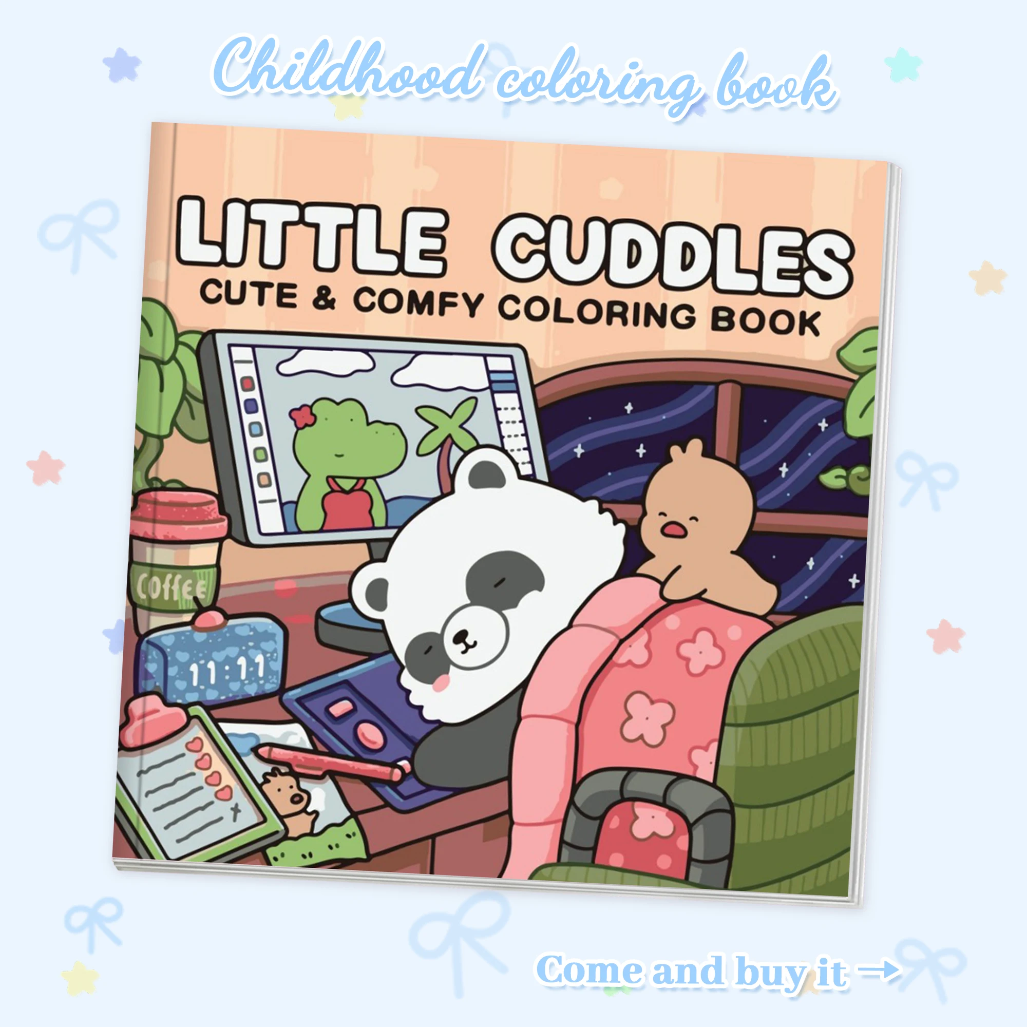 Relaxation and Stress Reduction for Adults and Teenagers """"""Fuzzy Hygge"" Coloring Book"," Cute Animals, Thick-Page Paper, Impermeable Ink, Family Parent-Child Co-Painted Coloring Book, Creative Gi image 2