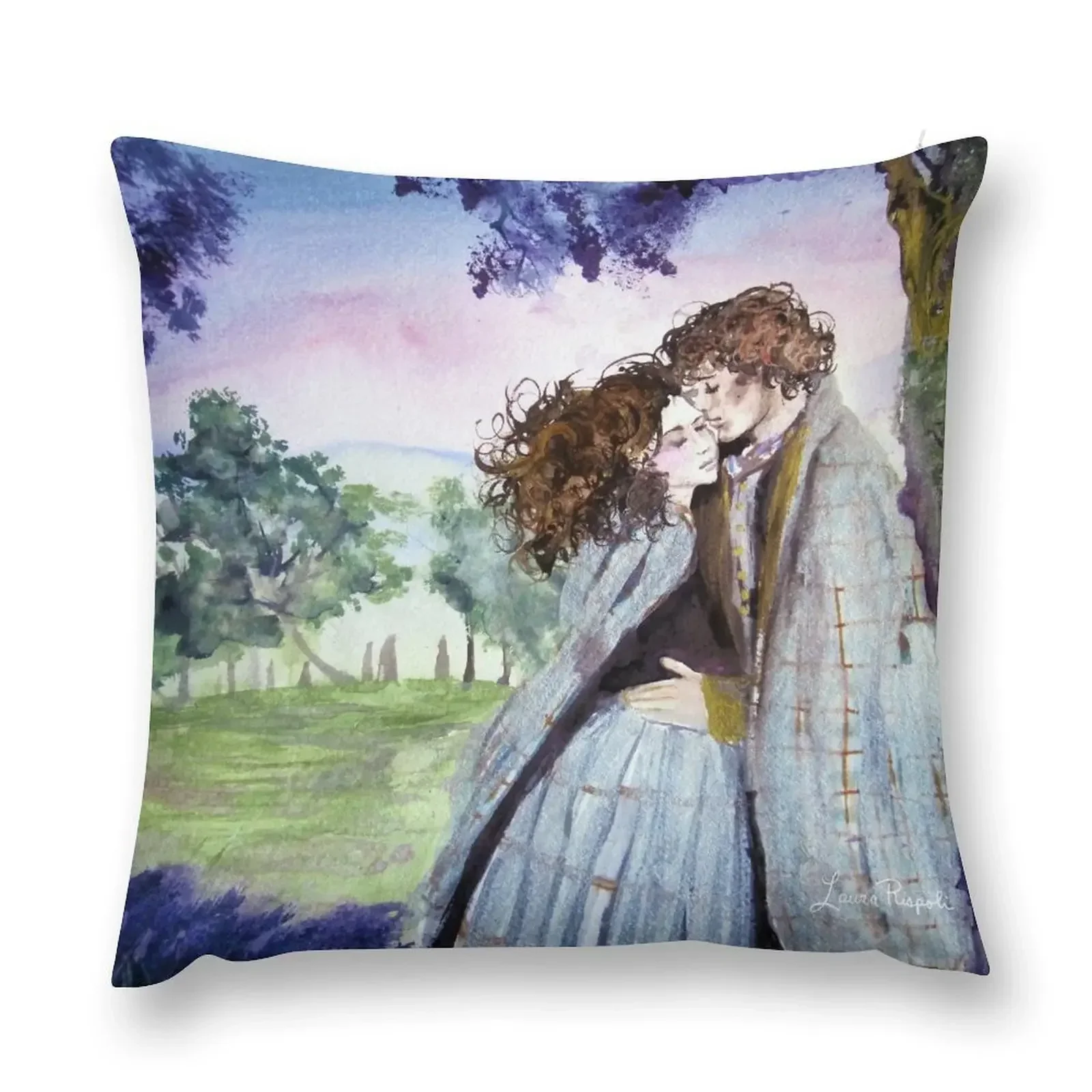 

Watercolor painting by Laura Rispoli Scottish Highlands Standing Stones Love art Throw Pillow Cushions For Children pillow