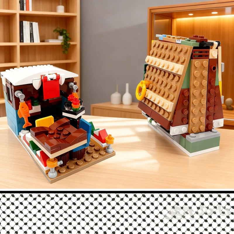 321pcs MOC Creator Creator 3-in-1 Riverside Sushi Resturant Fisherman Cabin - Alternate Model Building Blocks Christmas Gift Toy