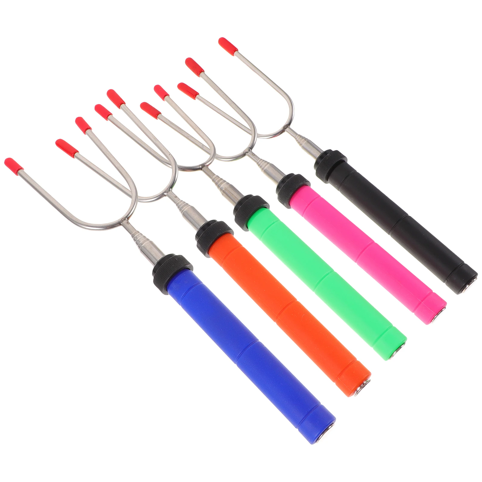 

5pcs BBQ Fork Set Stainless Steel Camping Tools Roasting Hot Dog Marshmallow Skewers Grilling Kitchen Utensils Reusable Long H