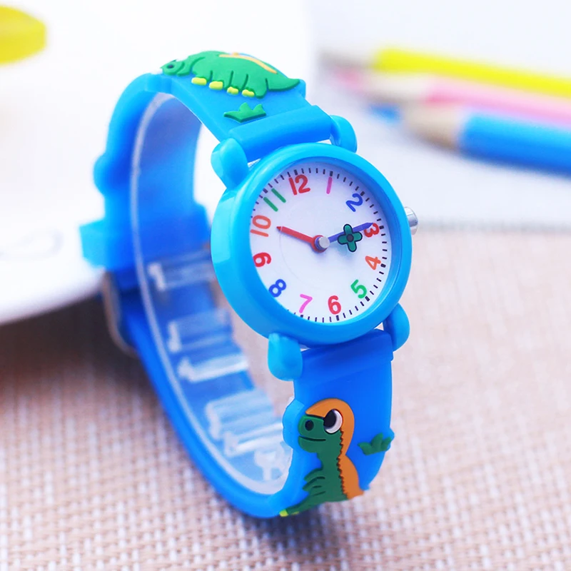 

Colorful Digital Four Leaf Clover Hands Quartz Watches Dinosaur Silicone Strap Toys Watches For Children Boys Girls Little Kids