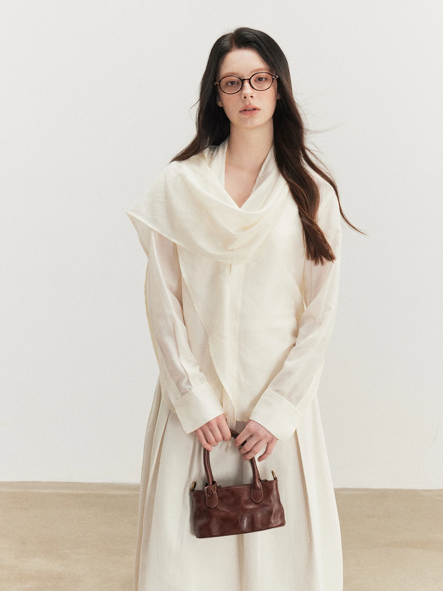 

Lace-Up Long Sve Silk Blend Casual irt Women's Loose Fit Sun Protection Spring Summer New Sle Faion Lazy Sle Top