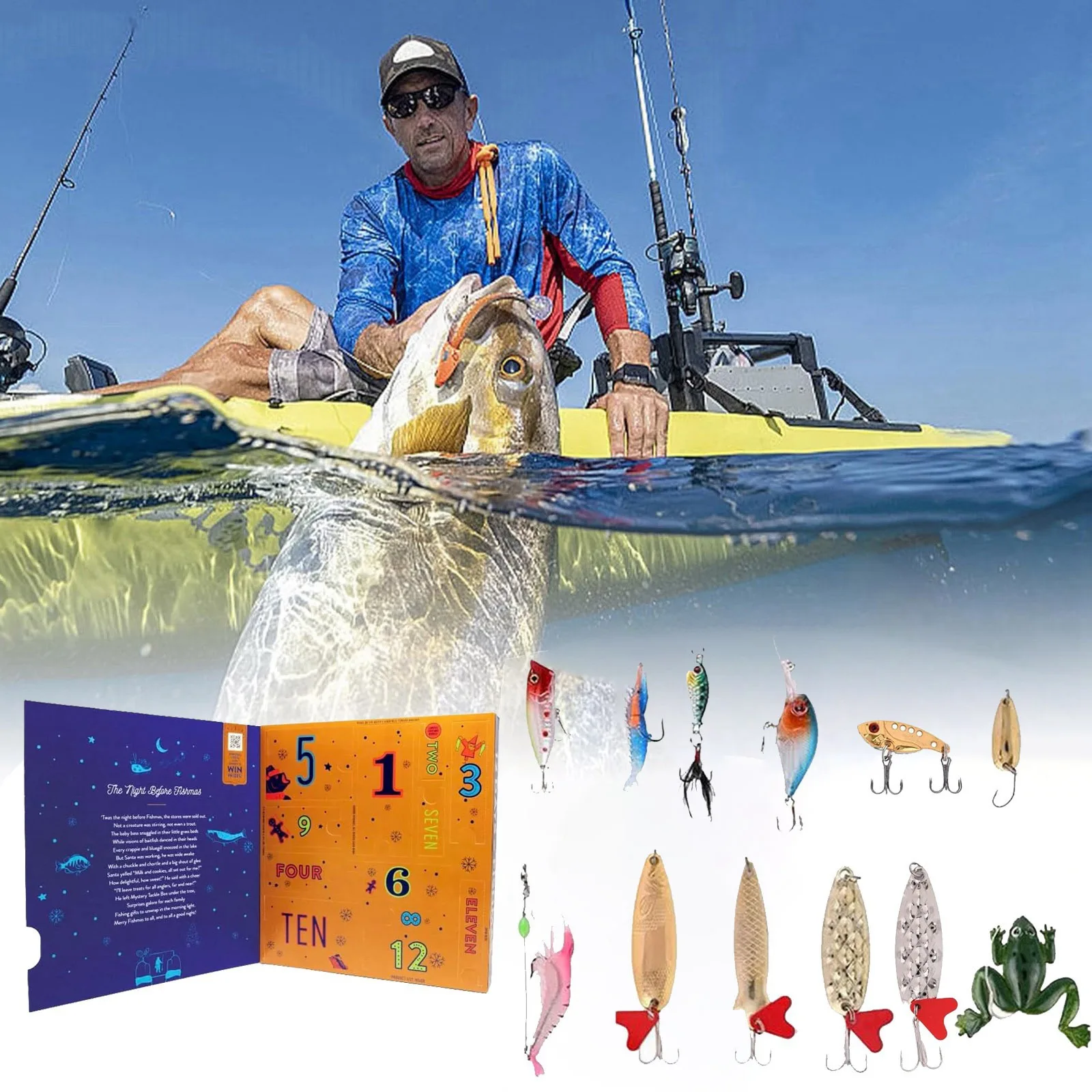 Fishing Tackle Advent Calendar 24 Days Fishing Lures Set Box for Husband Father Fishermen