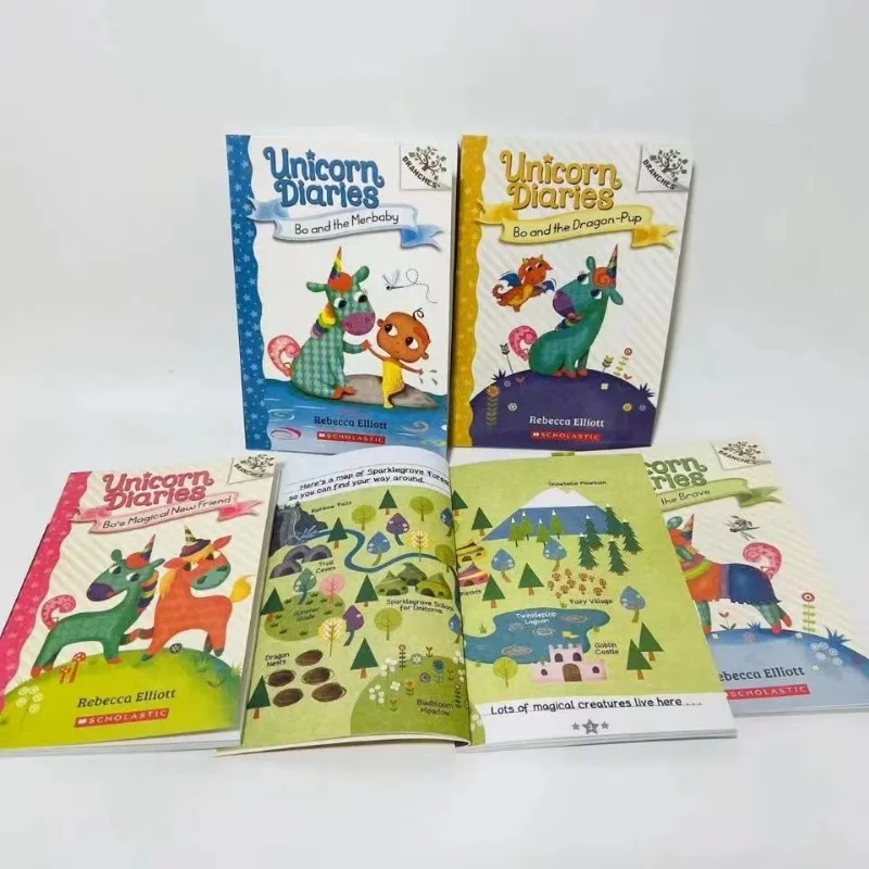 5 libri/set di diari di unicorno libro del capitolo del ponte per bambini libro inglese per bambini lettura della buonanotte per bambini