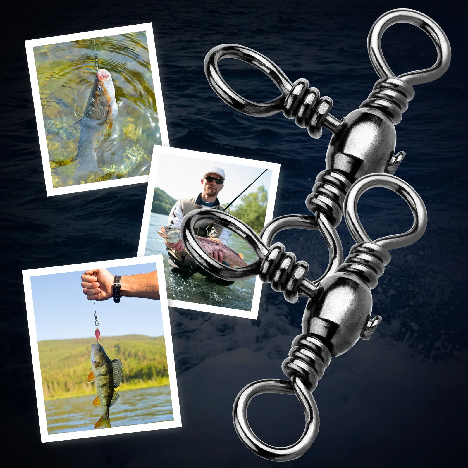 Aparejos de pesca de 3 vías, de 25 ~ 100 piezas, de latón inoxidable, para Surf, agua salada