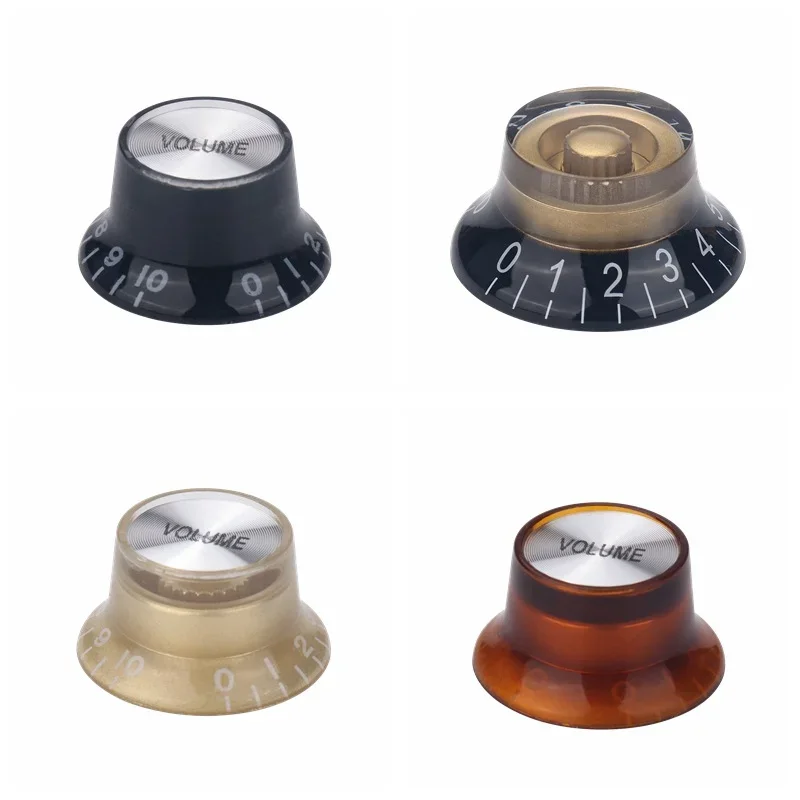 4pcs Black/Gold Top Hat Volume & Tone Knobs for LP Electric Guitar Parts Guitar Pedal