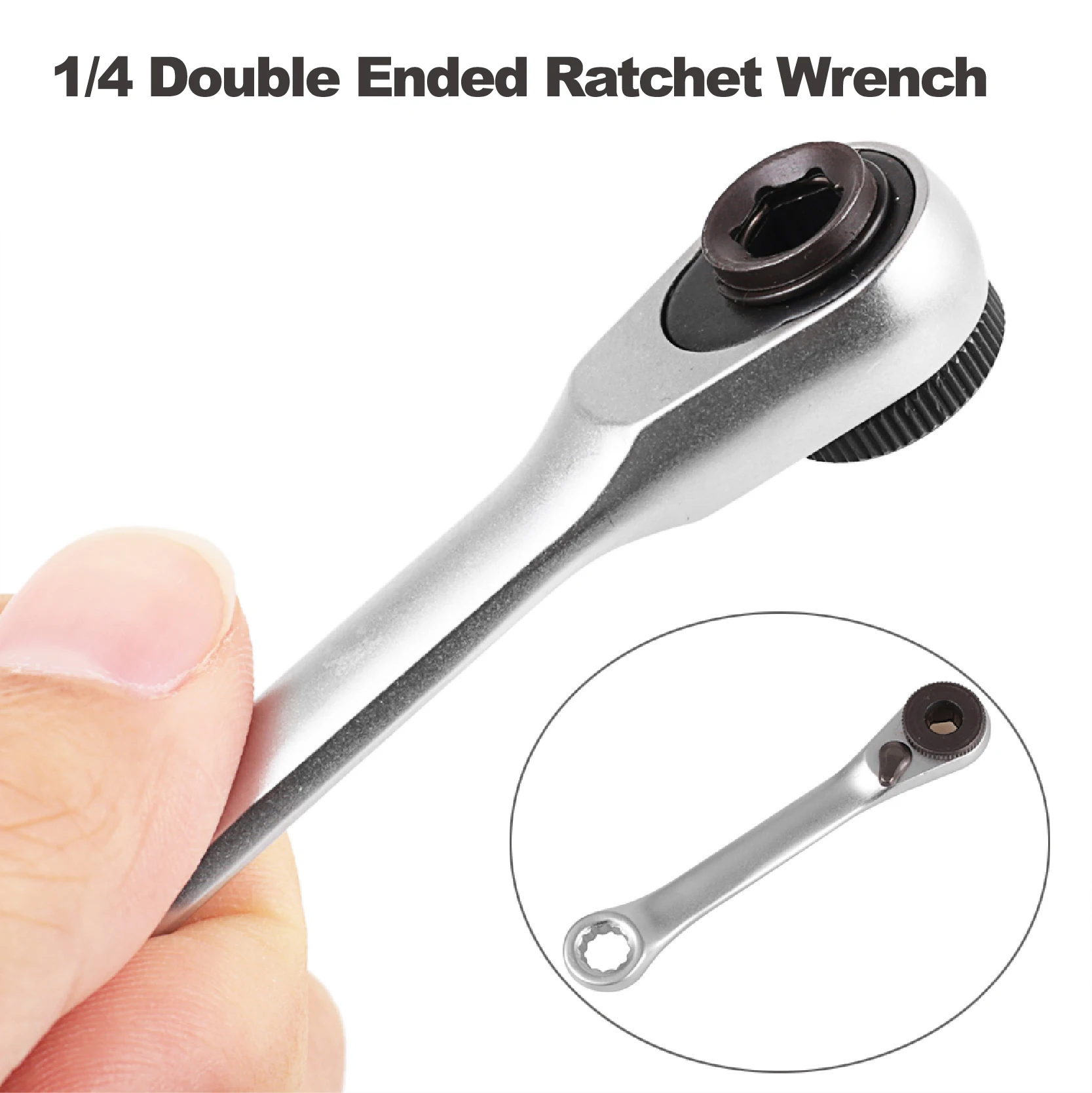 Geinxurn 1/4 inch  Quick-release Ratchet Wrench, Reversible, Chrome Alloy Made, Full Polished Mini Ratchet Wrench