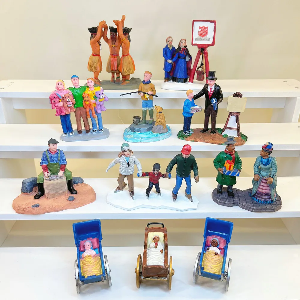 Mixed Scenes Village Mini Resin Figurines, Daily Life Tiny People, Diorama Landscape Decor