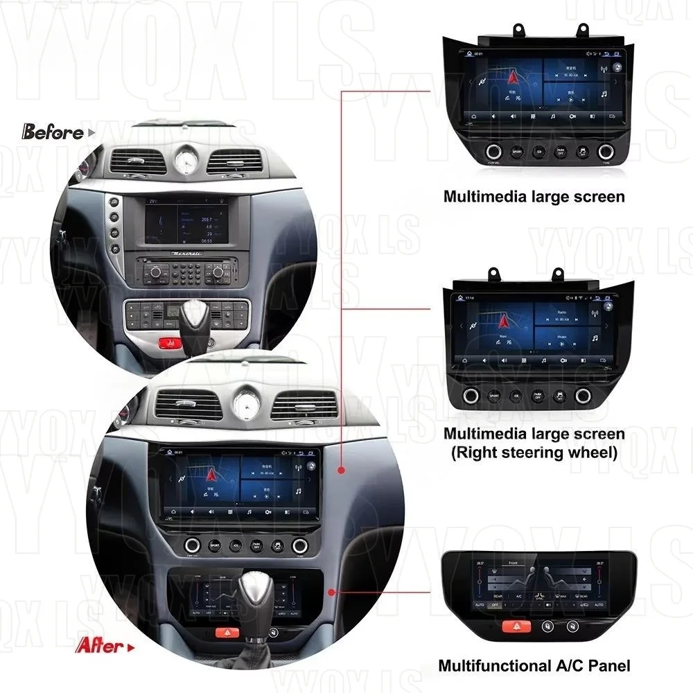 IPS For Maserati GranTurismo GT GC 2007- 2017 Carplay Android14 auto Car  Multimedia Video Player GPS Navigation  WIFI Radio