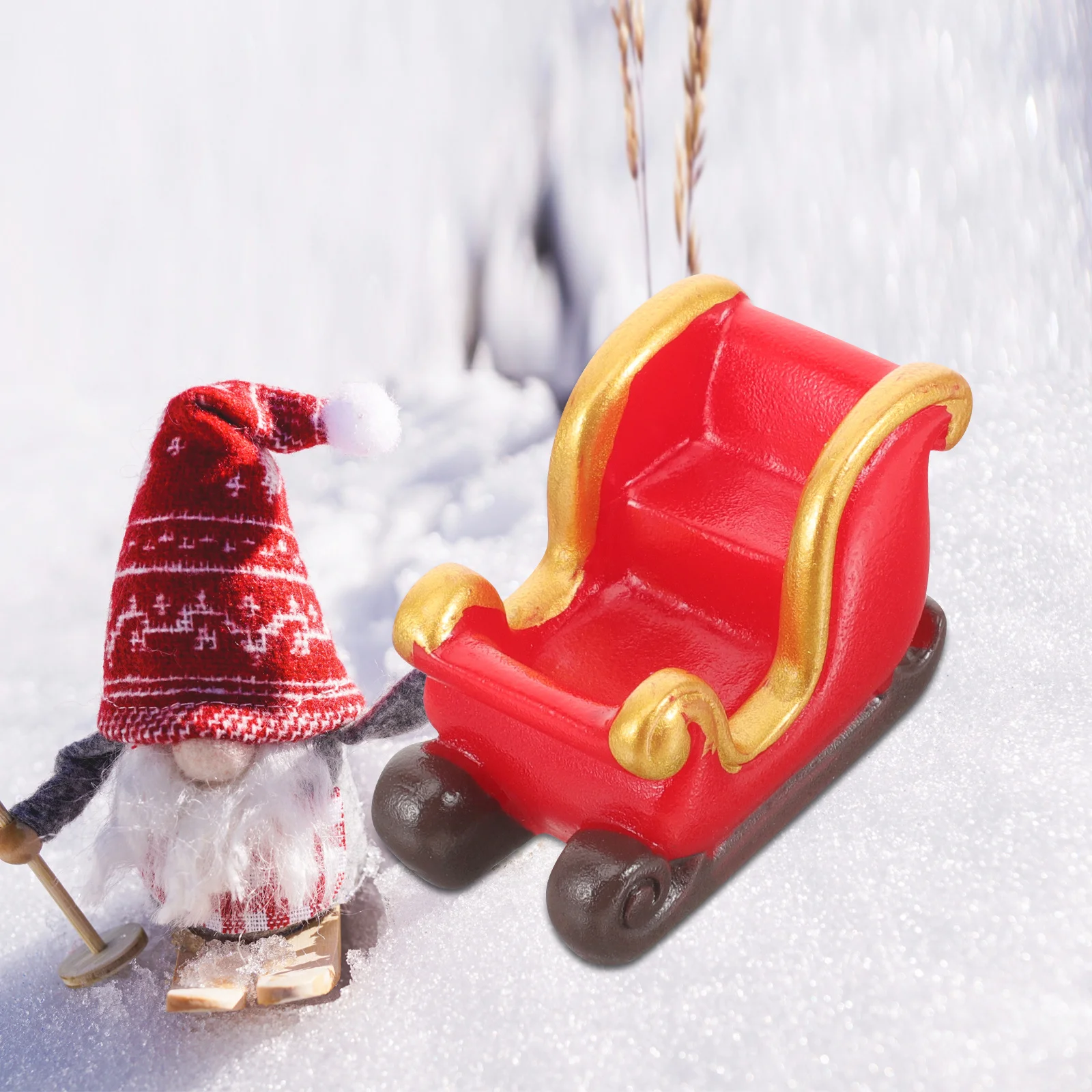 

Resin Sleigh Decor Mini Christmas Ornament For Desktop Garden Cake Micro Landscape Crafting Party Favors