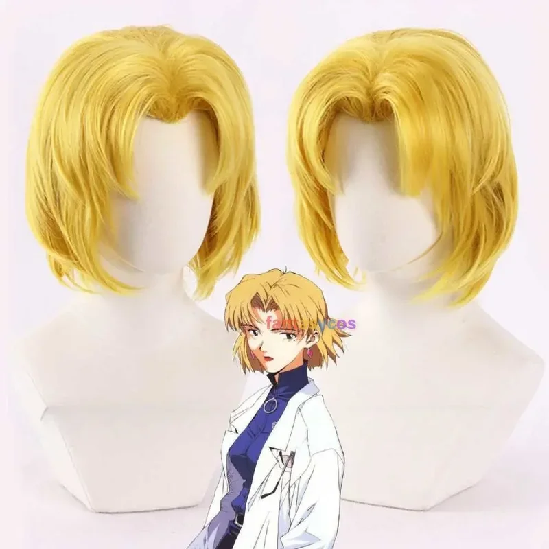 Akagi Ritsuko Wig Anime EVA Cosplay Yellow Short Heat Resistant Synthetic Hair for Halloween Costume Role Play Party   Wig Net