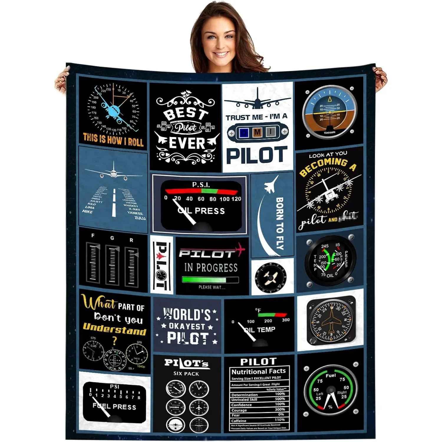 Pilot gifts, aviation gifts, pilot aviation blankets, pilot gifts, aviation pilot instrument gifts blankets, super soft blankets