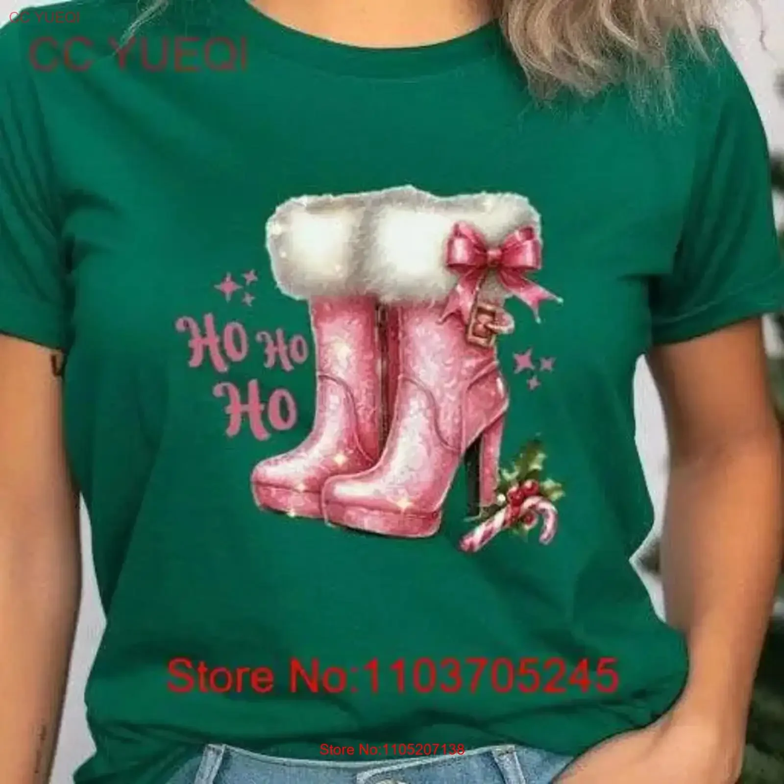 

Розовые девчачьи рождественские ботинки Bella Canvas с круглым вырезом Футболка DTF 50150 винтажный потертый графический топ для повседневной носки Универсальный