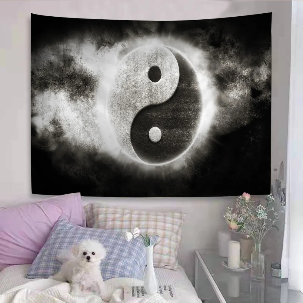 Nature Yin Yang Chinese Tai Chi Bagua Wall Tapestry Home Decoration Hippie Bohemian Decoration Divination INS Home Decor