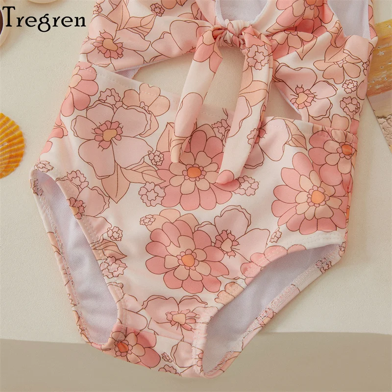 Toddler Baby Girls Floral/Shell Print Swimsuit 5