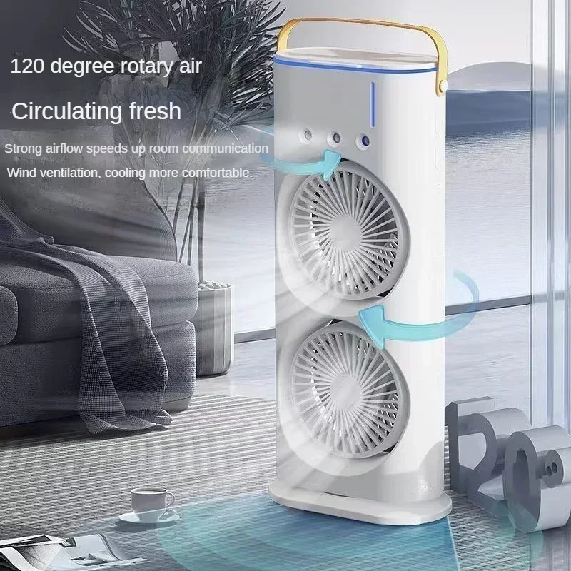 ダブルヘッド三穴ファン-新しいホームオフィス多機能スプレー加湿器-直接プラグイン充電-空気循環を促進
