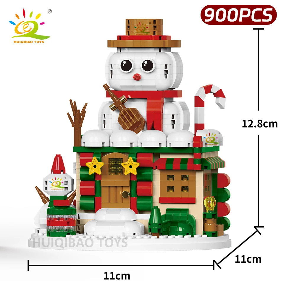 HUIQIBAO เด็ก Mini Christmas Tree Santa Claus House รุ่น Micro Building Block DIY Snowman อิฐของเล่นผู้ใหญ่เครื่องประดับของขวัญ