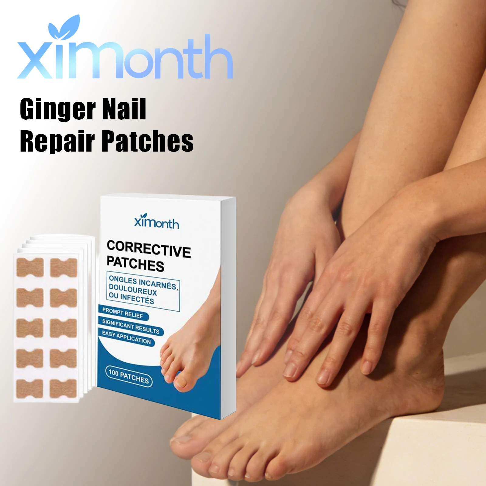 

100PCS Ximonth Ginger Nail Repair Patch Gentle Care Toenail Health Nourish Weak Nail Smooth Nail Surface Comfort Toenail Patches
