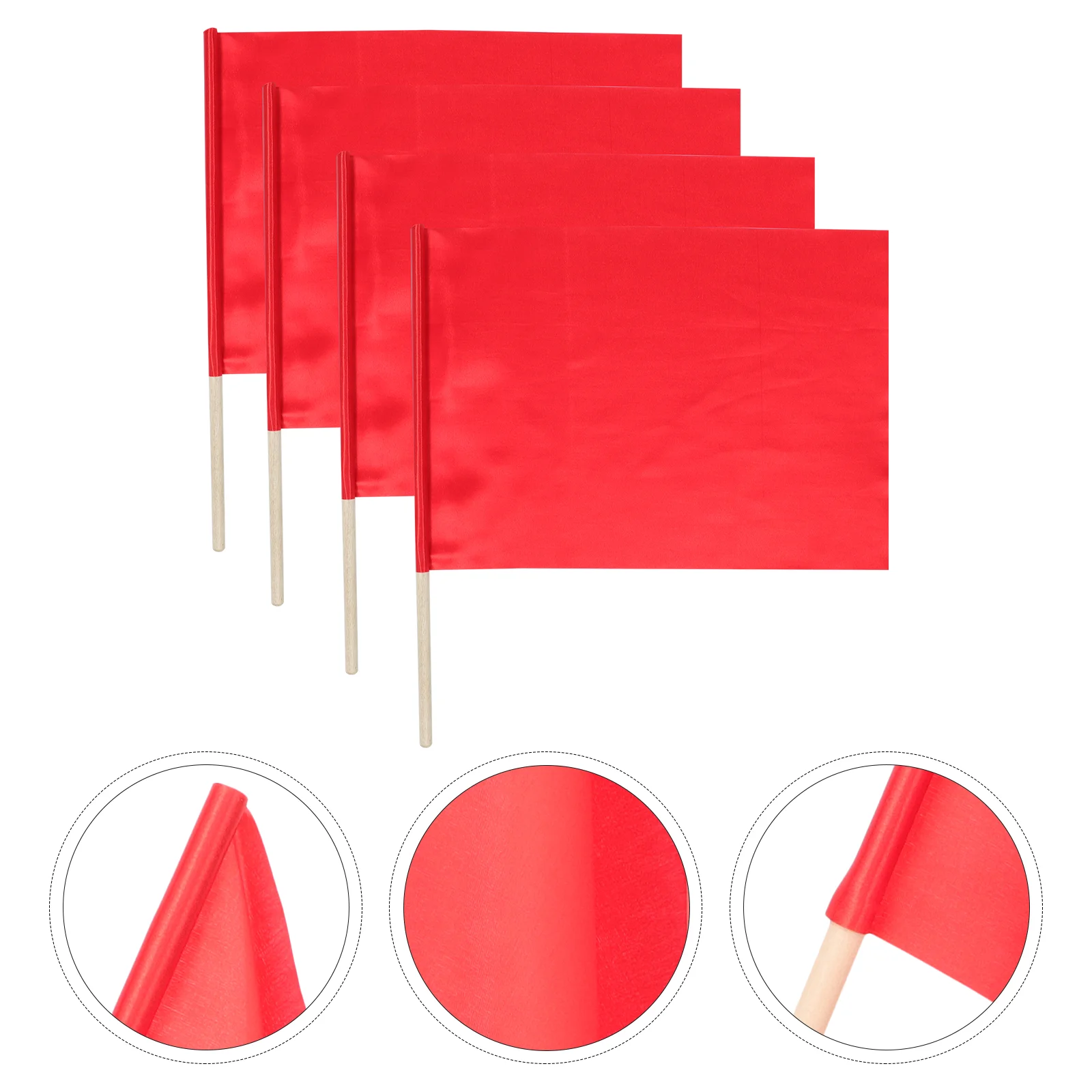 

4 Pcs Referee Flag Competition Conducting Flags Handheld Match Signal Polyester Red Child