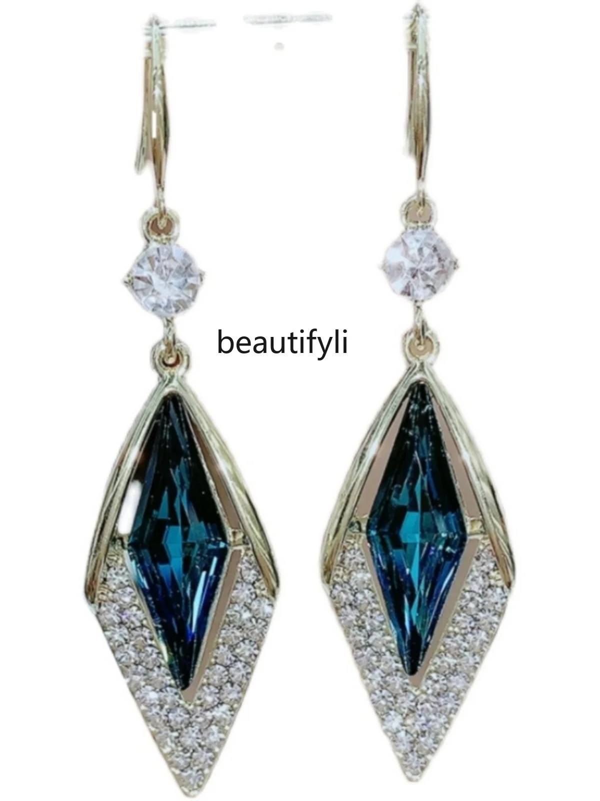 Korean high-end sense, earrings for women, new trendy face, thin diamond-set earrings, sterling silver earrings.