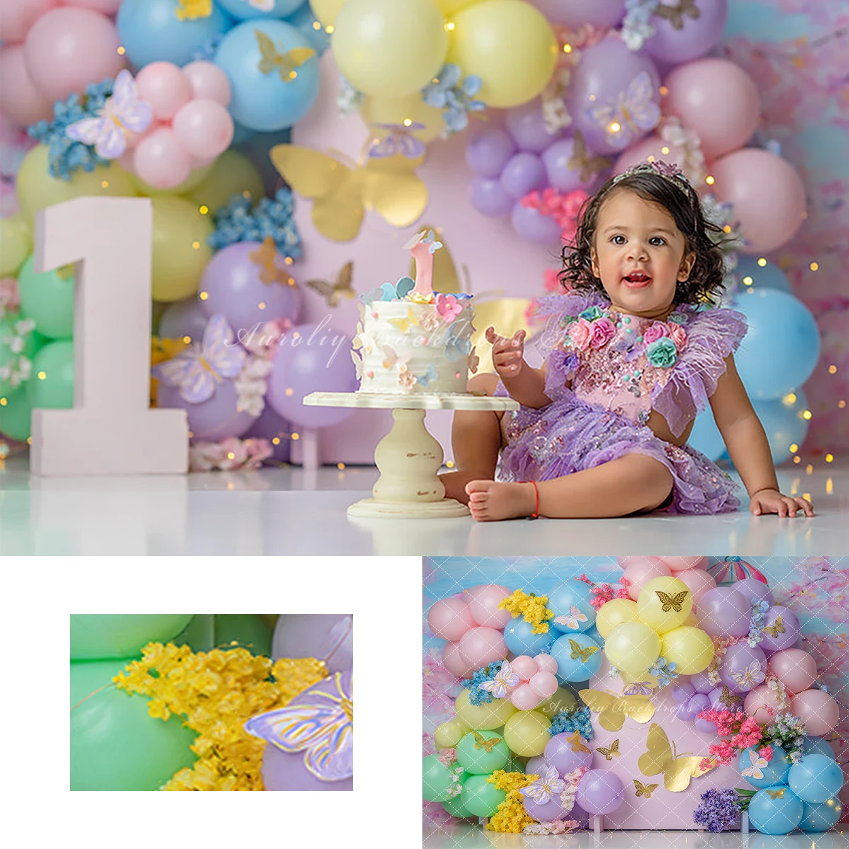 

Butterfly Birthday Balloon Arch Backgrounds Cake Smash Kids Adult Photography Props Child Baby Decors Photo Backdrops