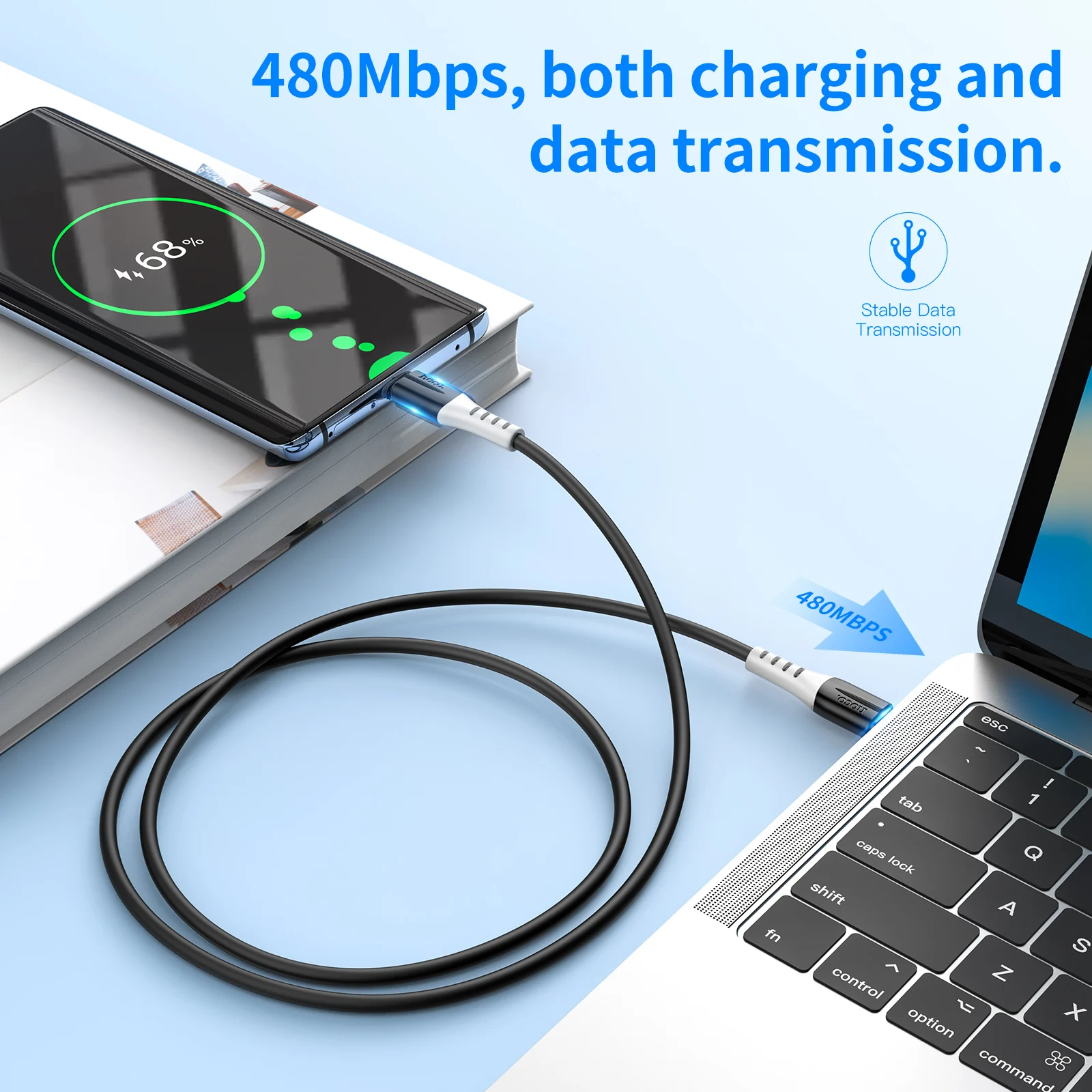 Hoco Type C to Type C PD60W Liquid Silicone Phone Fast Charging Cable For Samsung S22 S21 3A Data Wire Code For Macbook iPad Air