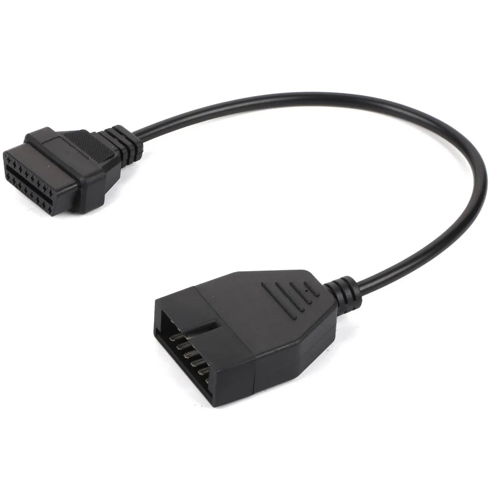 12 Pin Male to 16 Pin Female OBD1 12 Pin to OBD2 Cable Black Length 40cm Older Vehicle Diagnostic Cable ABS