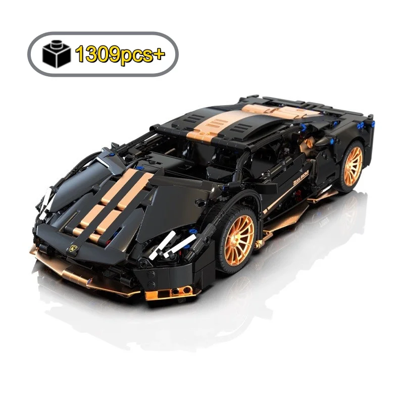 

FUNXINEE 1309 шт. технические черные золотые спортивные автомобили, строительные блоки, супер гоночный автомобиль, сборные игрушки, подарки на Рождество и день рождения