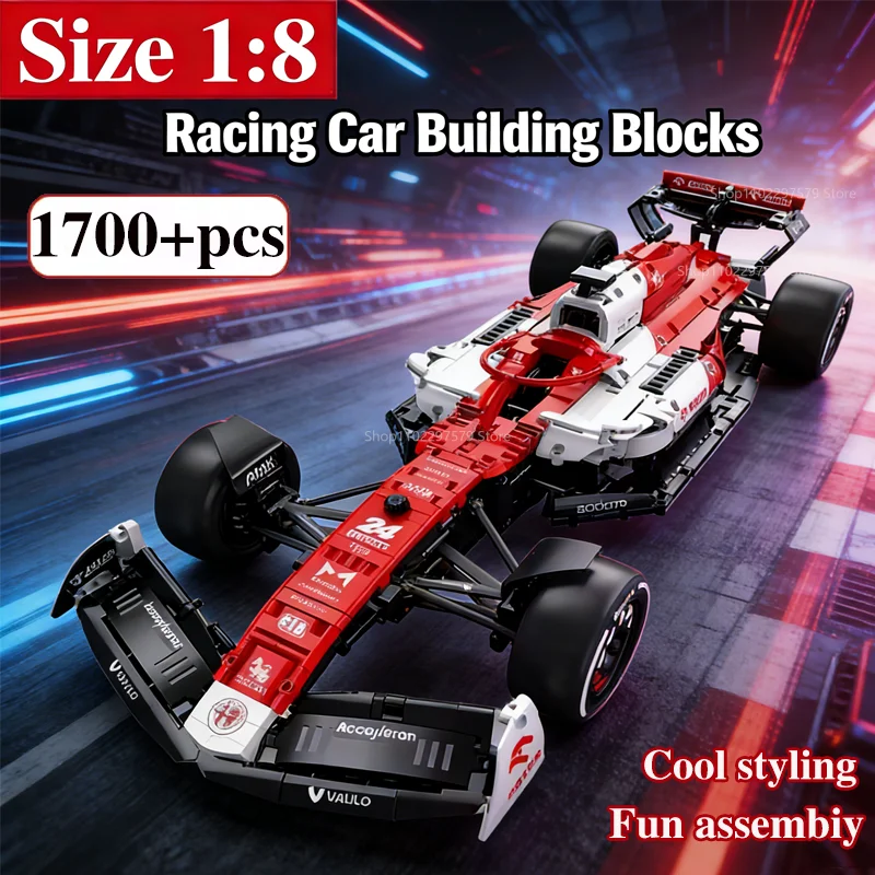 

1:8 Строительный блок Красные гоночные машинки 1700 + шт. Строительные наборы MOC Строительные блоки Автомобиль Крутая Коллекционная модель автомобиля Комплект игрушек Праздничные подарки