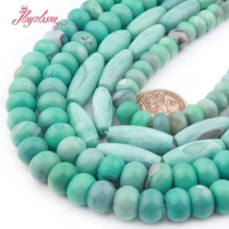 

Green Turquoise Agate Round Oval Rondelle Natural Stone Loose Beads 15 inches for DIY Charms Necklace Bracelet Jewelry Making