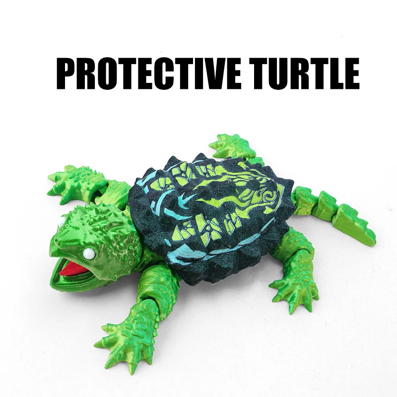 Original Design 3D Printed Articulated Boundary Guardian Turtle Fidget Toy Flexible Movable Joint Reptile Figurine