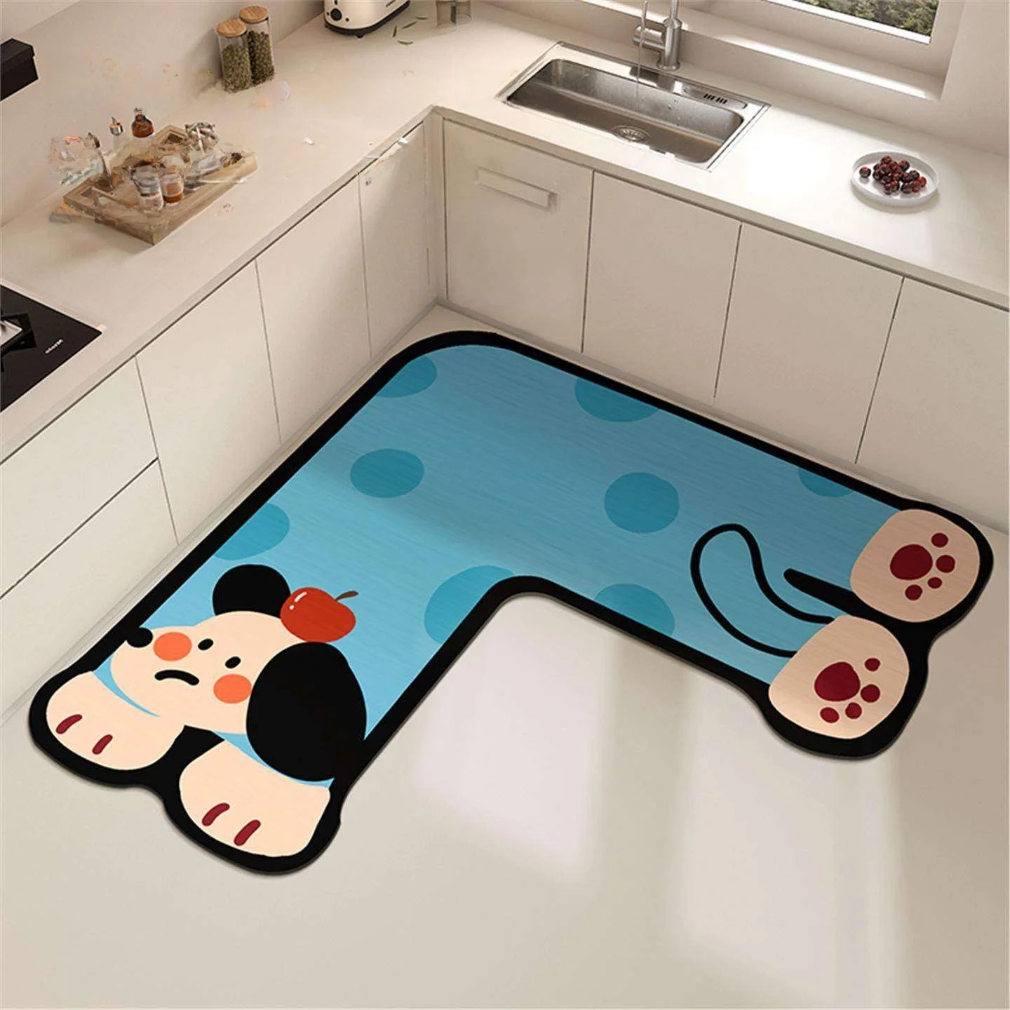 

Водонепроницаемый, маслостойкий, нескользящий коврик Blue Dog Kitchen Corner из утолщенного силикона L-образной формы для кухонного уголка