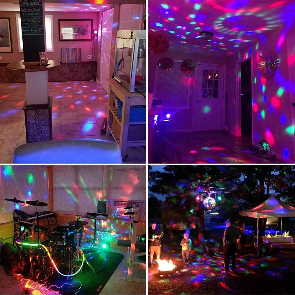 Disco Ball Party Light with Remote Control LED RGB Stage Sound Activated Rotating Projector Lamp for KTV Bar Christmas Wedding
