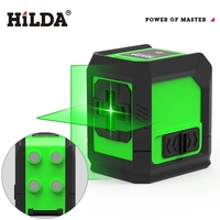 HILDA 2 Lines Laser Level Green Beam Self Levelling Back With Magnet Horizontal Vertical Cross Line