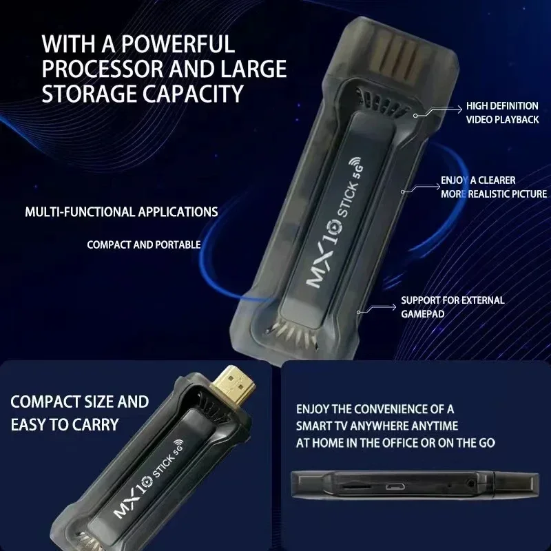 Mini MX10 TV Stick Allwinner RK3228A 2.4G 5G Dual WiFi Android 11 HDR 4K Smart TV Box Google YouTube Медиаплеер Набор Top Box