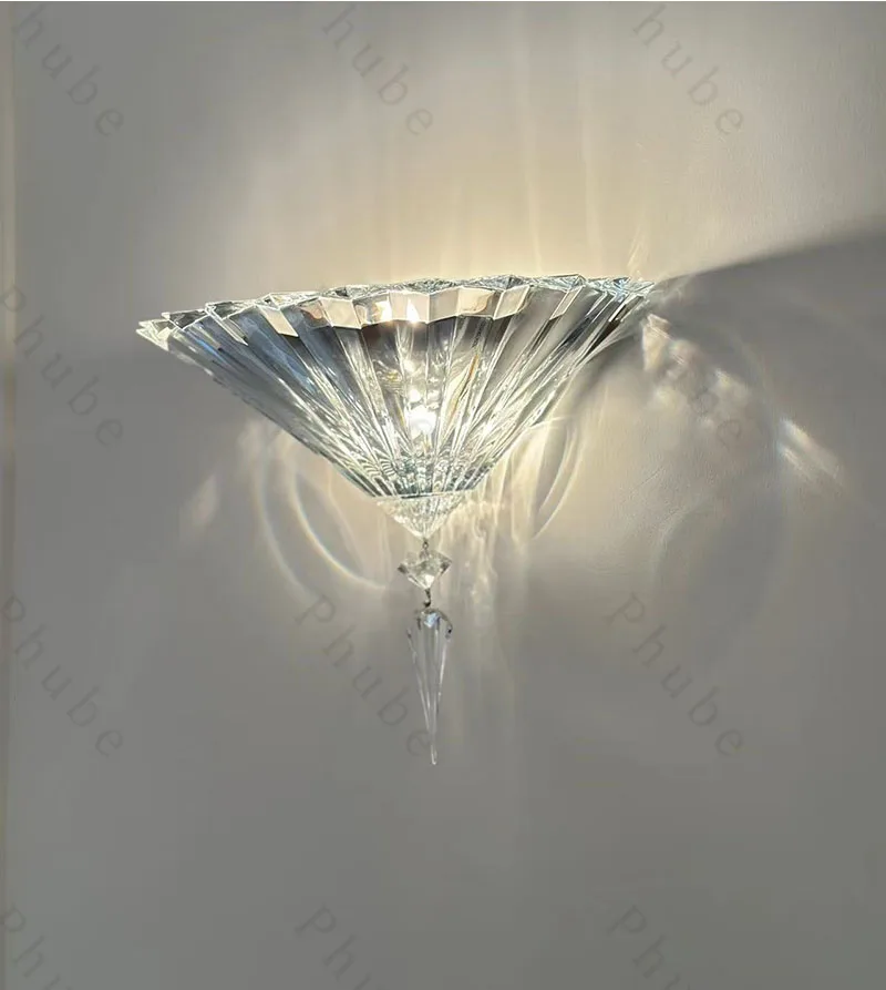 Phube Moderne Luxus-Wandleuchte aus Prismenglas mit Wassertropfen-Kristall-Wandlampe für Schlafzimmer, Wohnzimmer, Flur, Spiegel und Eingangsbereich – Detail 3